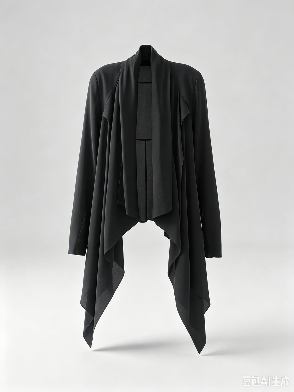 Rick Owens black open‑front waterfall jacket